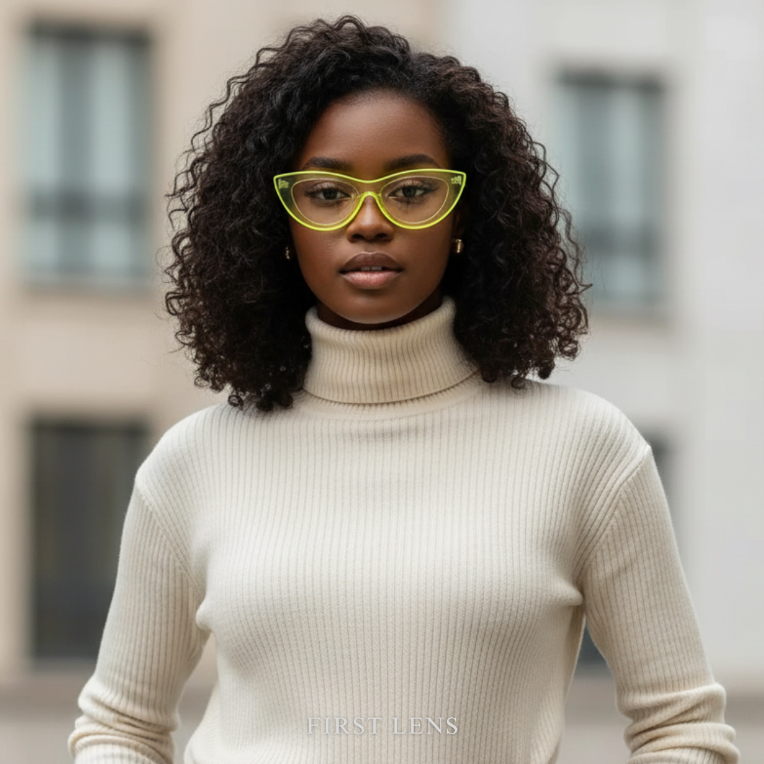 First Lens Neon Kitten Blue Light Computer Glasses - Yellow - B048