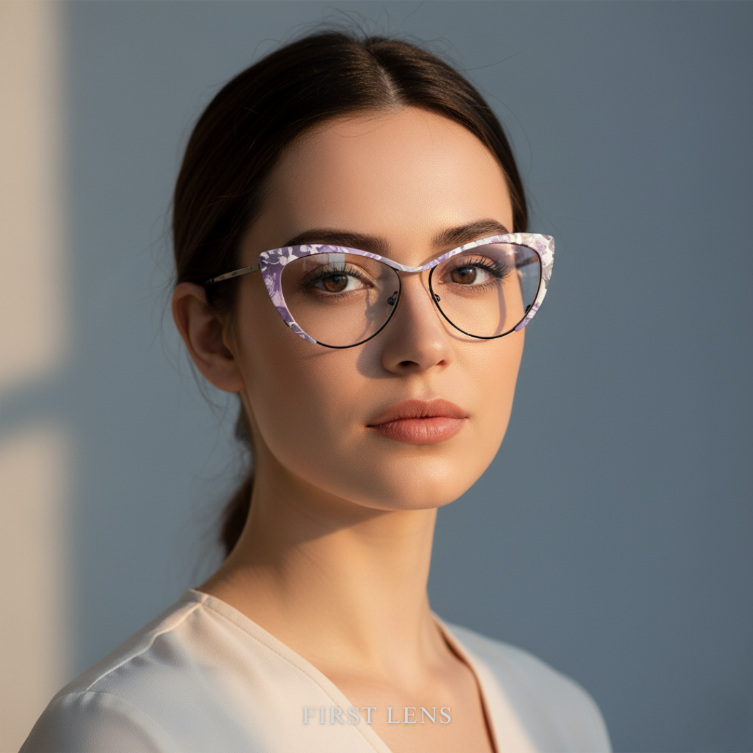 First Lens Meow Blue Light Computer Glasses - Floral - B051