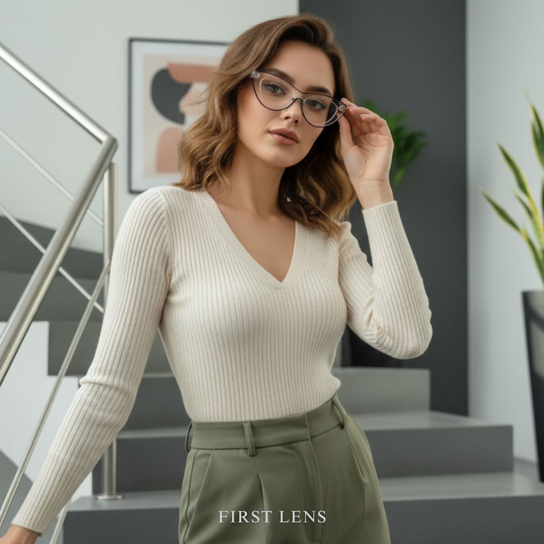 First Lens Neon Kitten Blue Light Computer Glasses - Black - B044