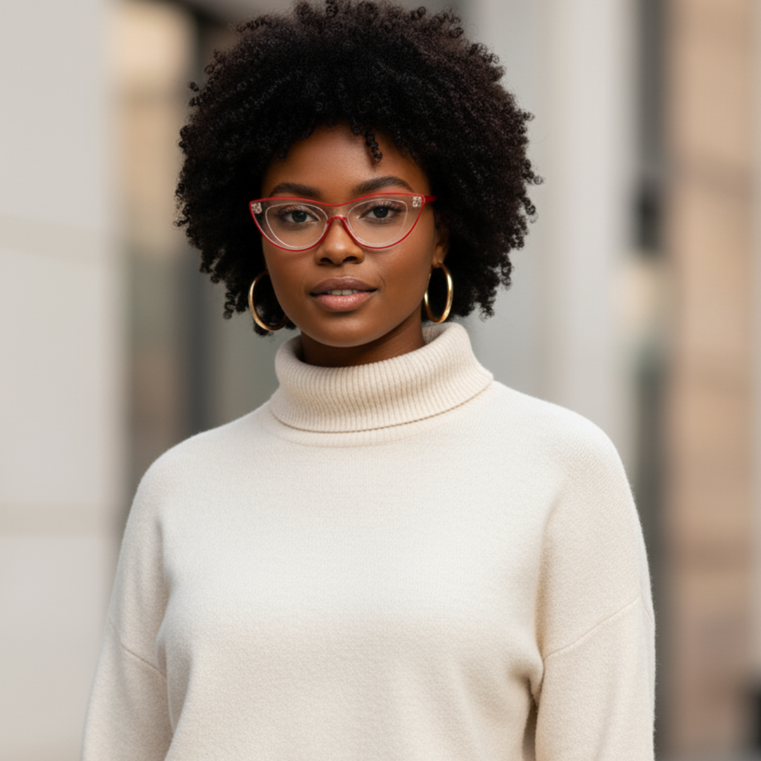 First Lens Neon Kitten Blue Light Computer Glasses - Red - B047