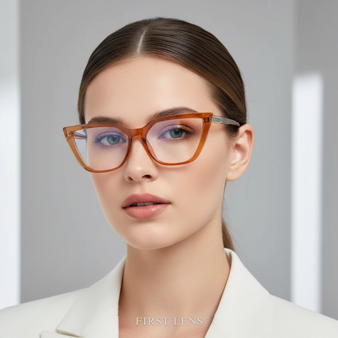 First Lens Neon Tea Cat Eye Computer Glasses 004 - B049