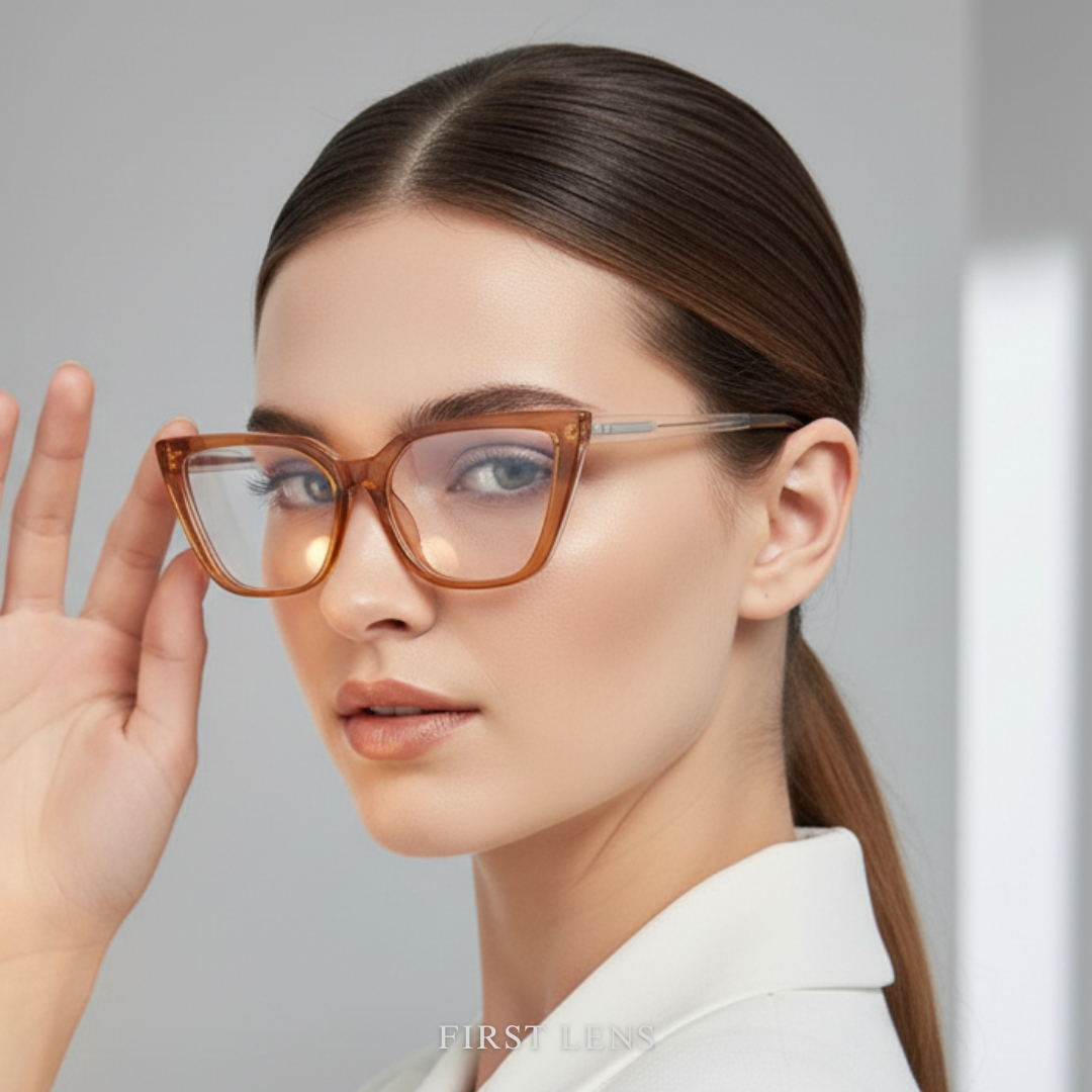 First Lens Neon Tea Cat Eye Computer Glasses 004 - B049