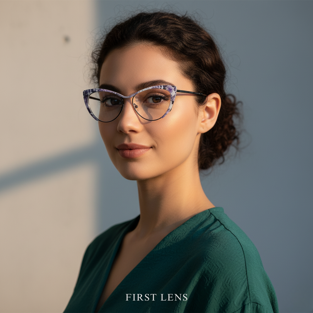 First Lens Meow Blue Light Computer Glasses - Floral - B051