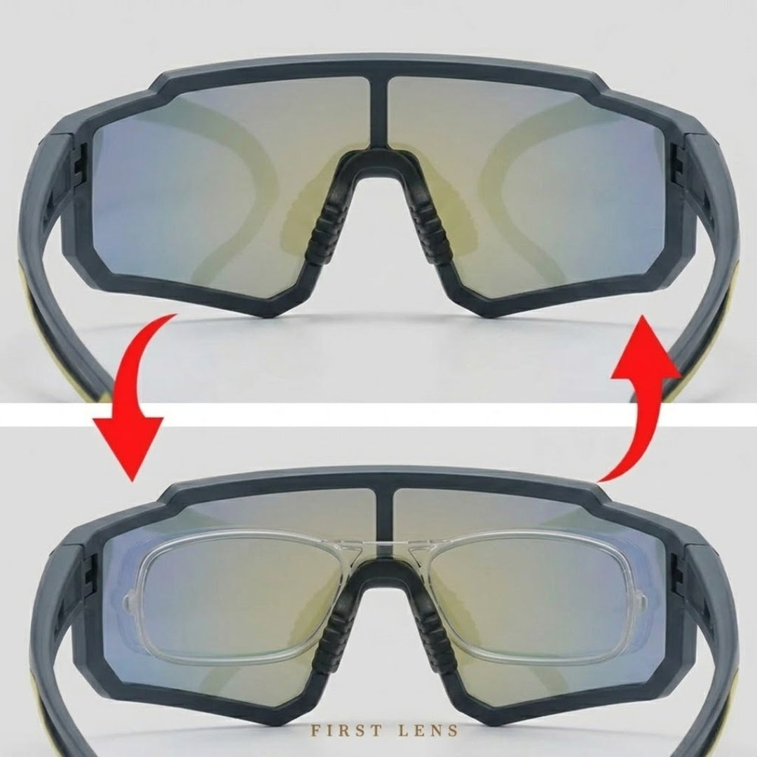 First Lens Customized Power Cycling/Running/Sports Sunglasses Uv400 + Polarized - S039 Blue Yellow