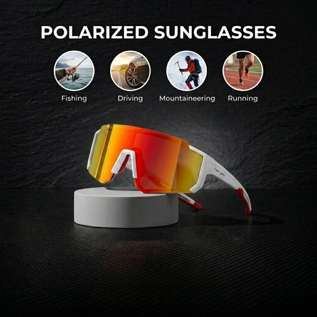 First Lens Customized Power Cycling/Running/Sports Sunglasses Uv400 + Polarized Without Power Orange White - S105