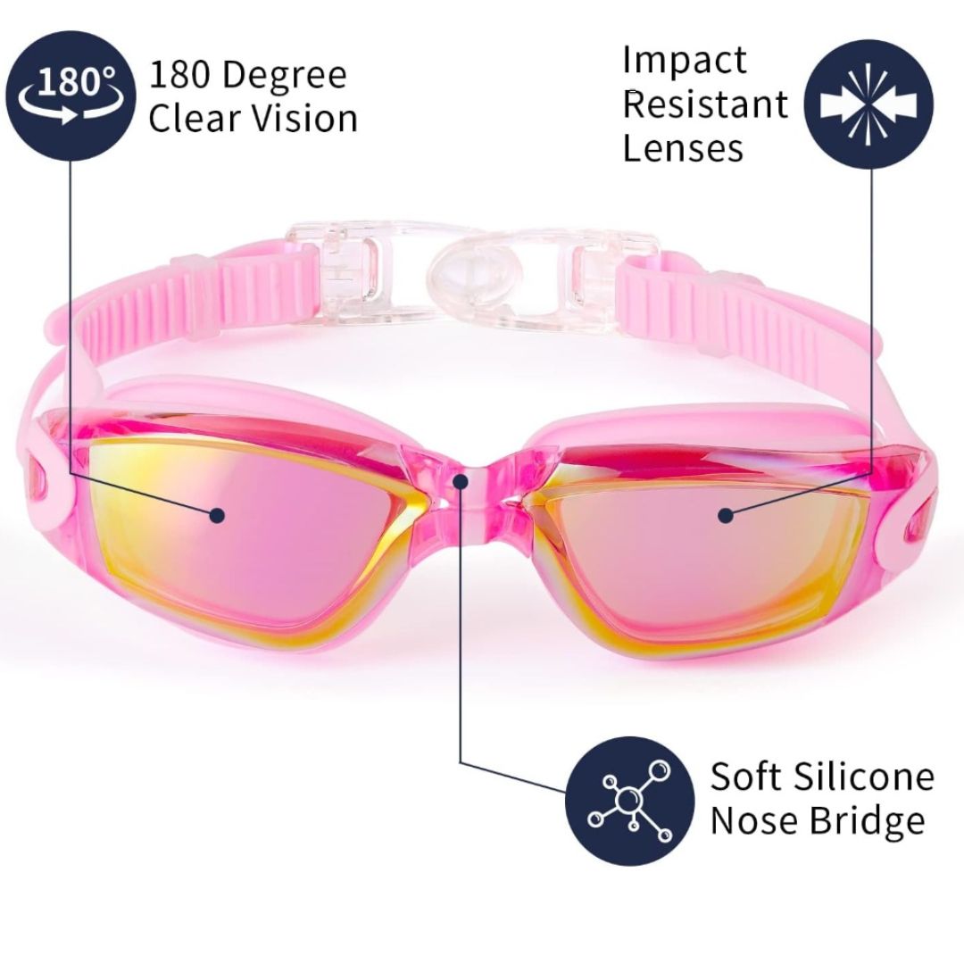First Lens Kids Swimming Goggles (Age 8 to 18) Pink - SW47