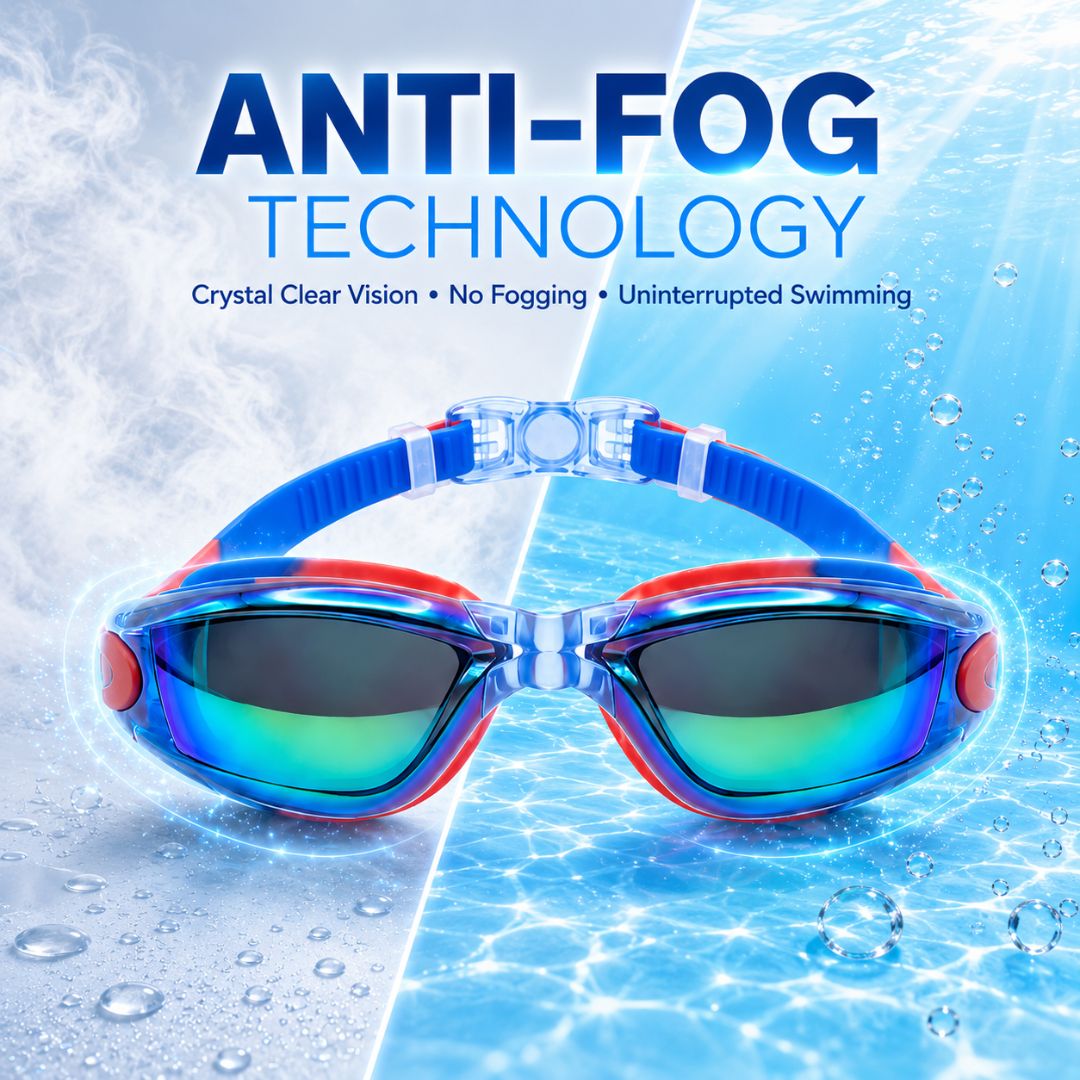 First Lens Kids Swimming Goggles (Age 8 to 18) Red-Blue - SW48