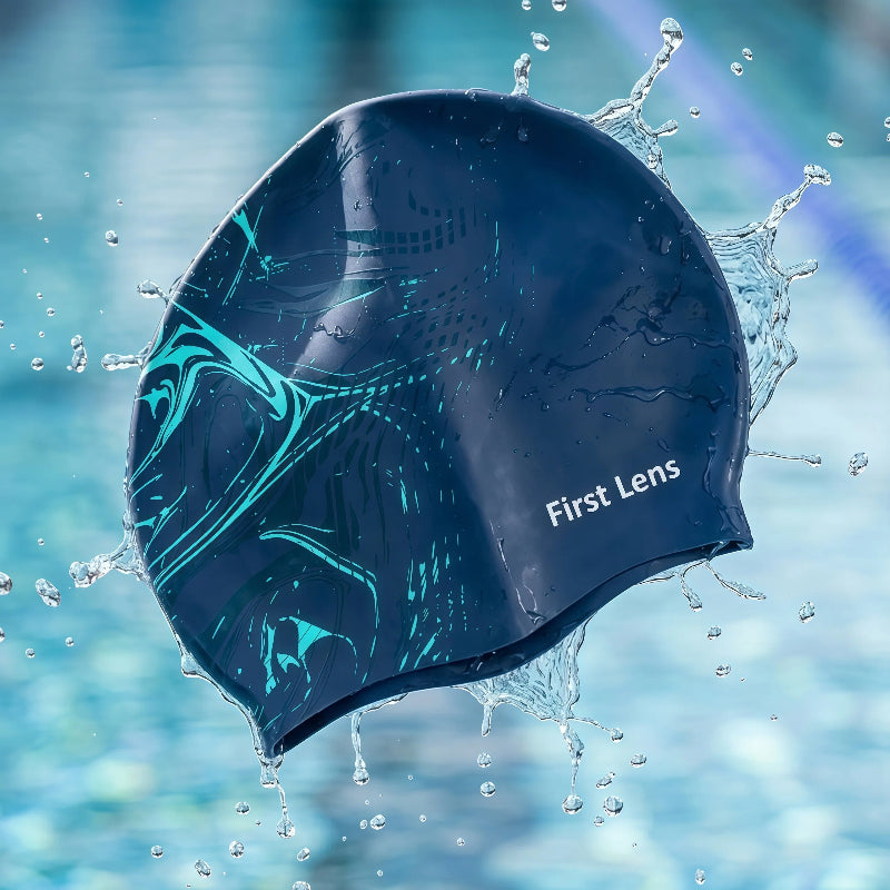 First Lens Waterproof Silicon Adult Swimming Cap for Men and Women - CA01