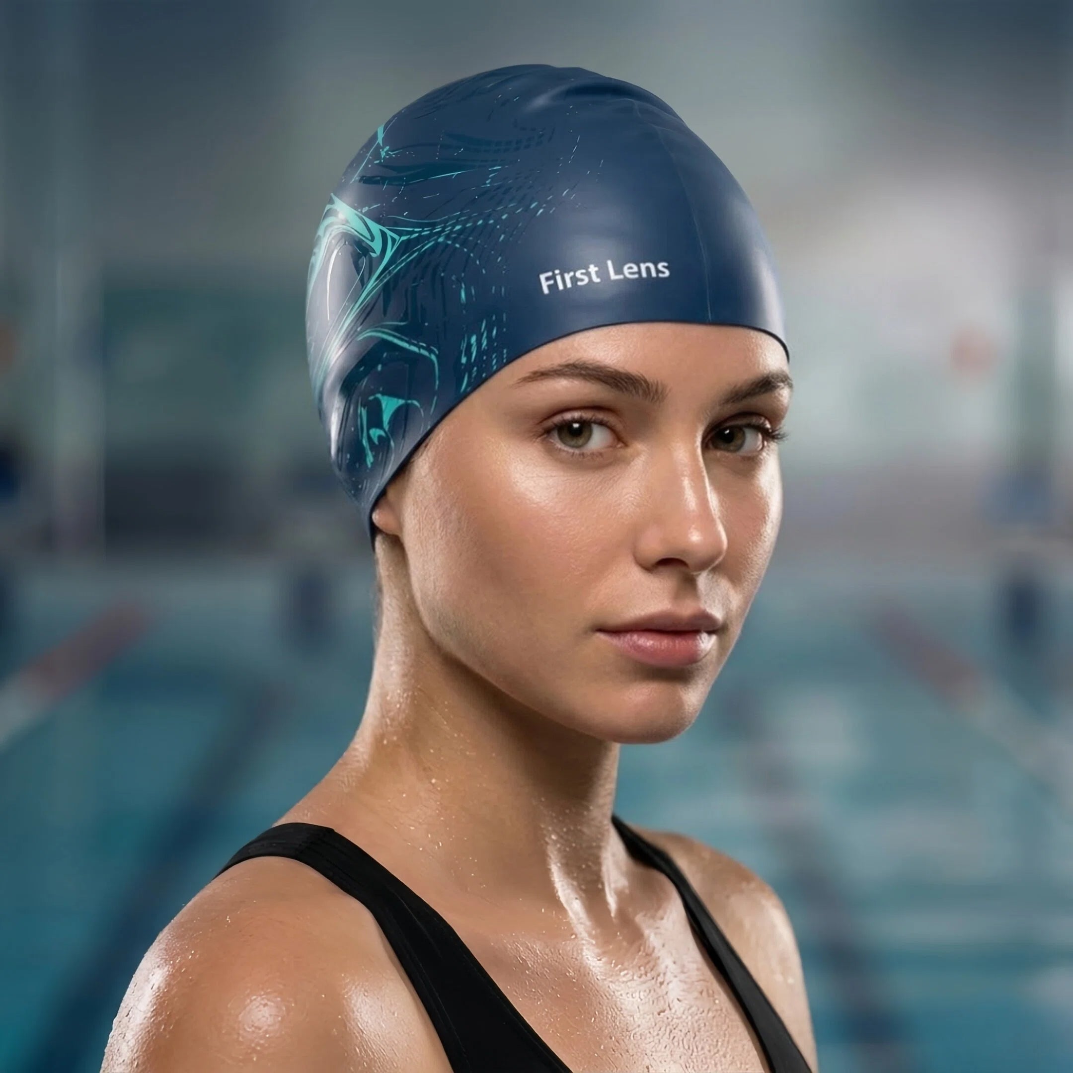 First Lens Aquawave Waterproof Silicon Adult Swimming Cap for Men and Women - CA01