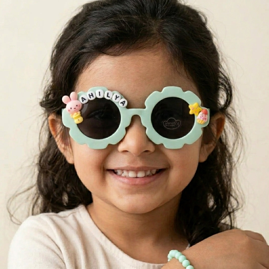 First Lens Charm Customized Kids Sunglasses With Name UV-Pale Blue-400