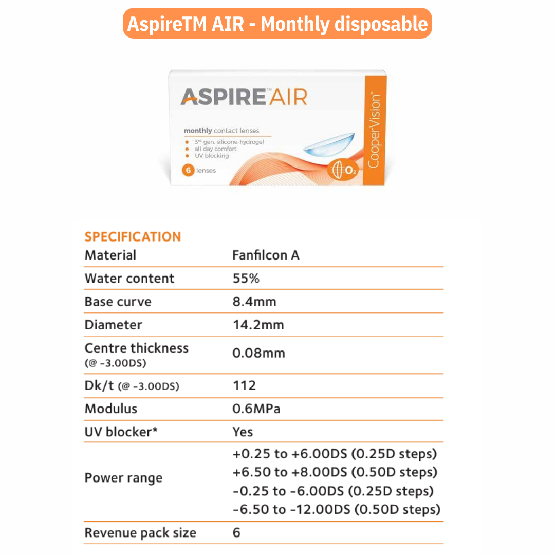 Cooper Vision Aspire Air Monthly (6 lens/box)