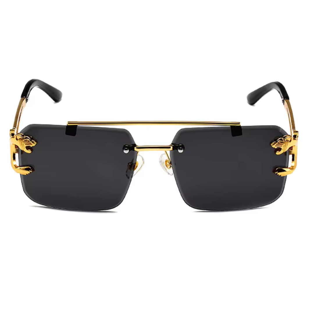 First Lens Aligator Square Sunglasses - Black - S056