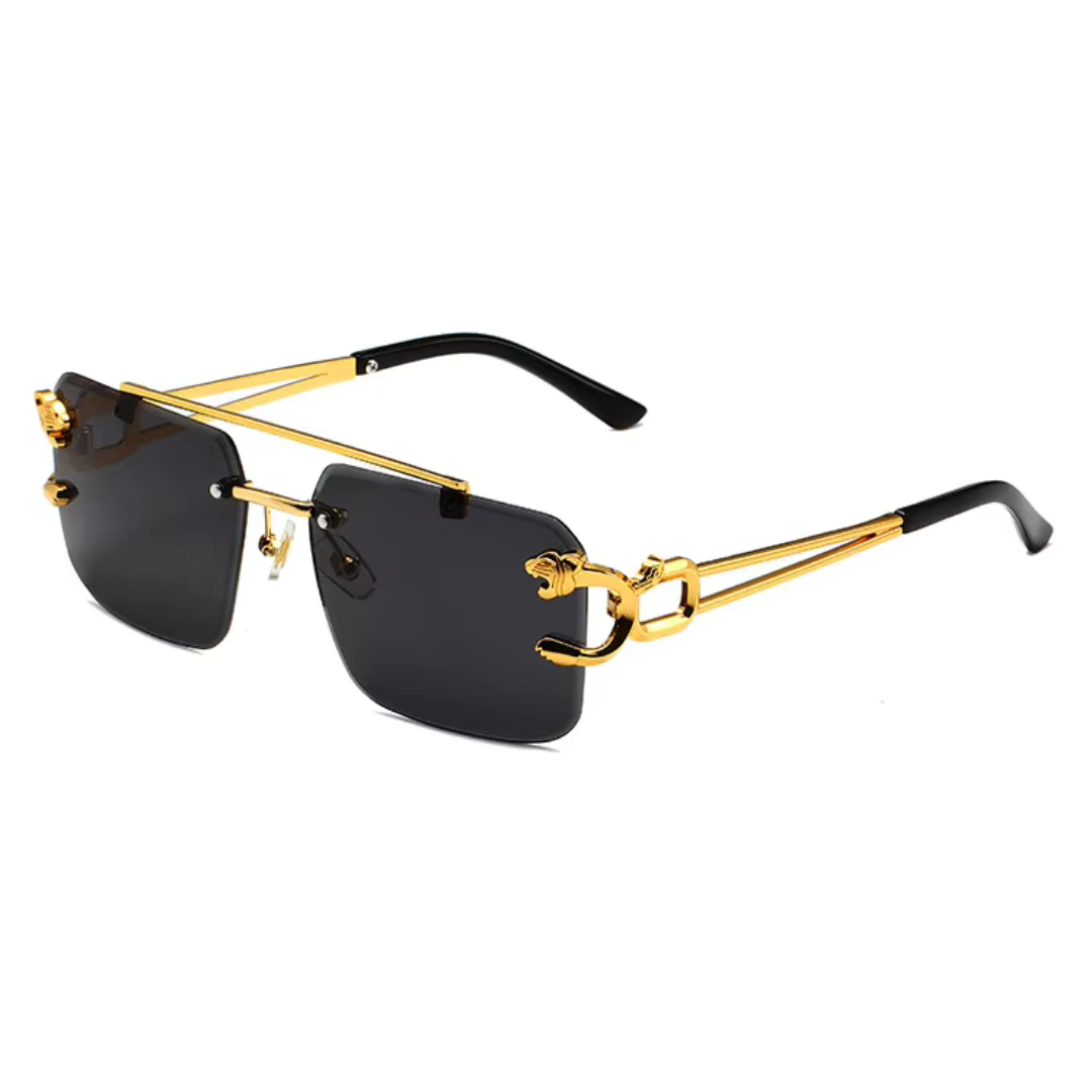 First Lens Aligator Square Sunglasses - Black - S056