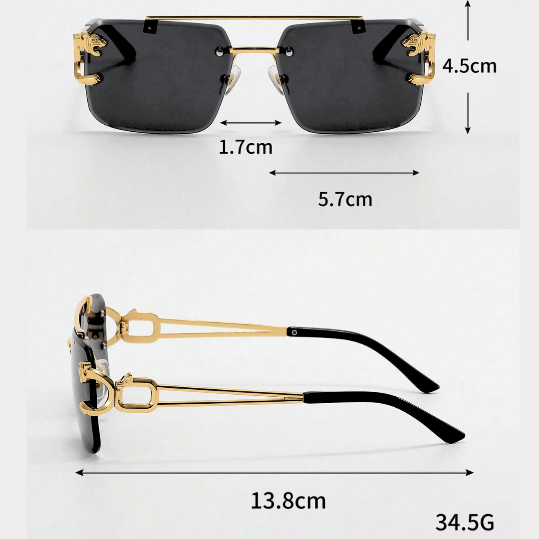 First Lens Aligator Square Sunglasses - Black - S056