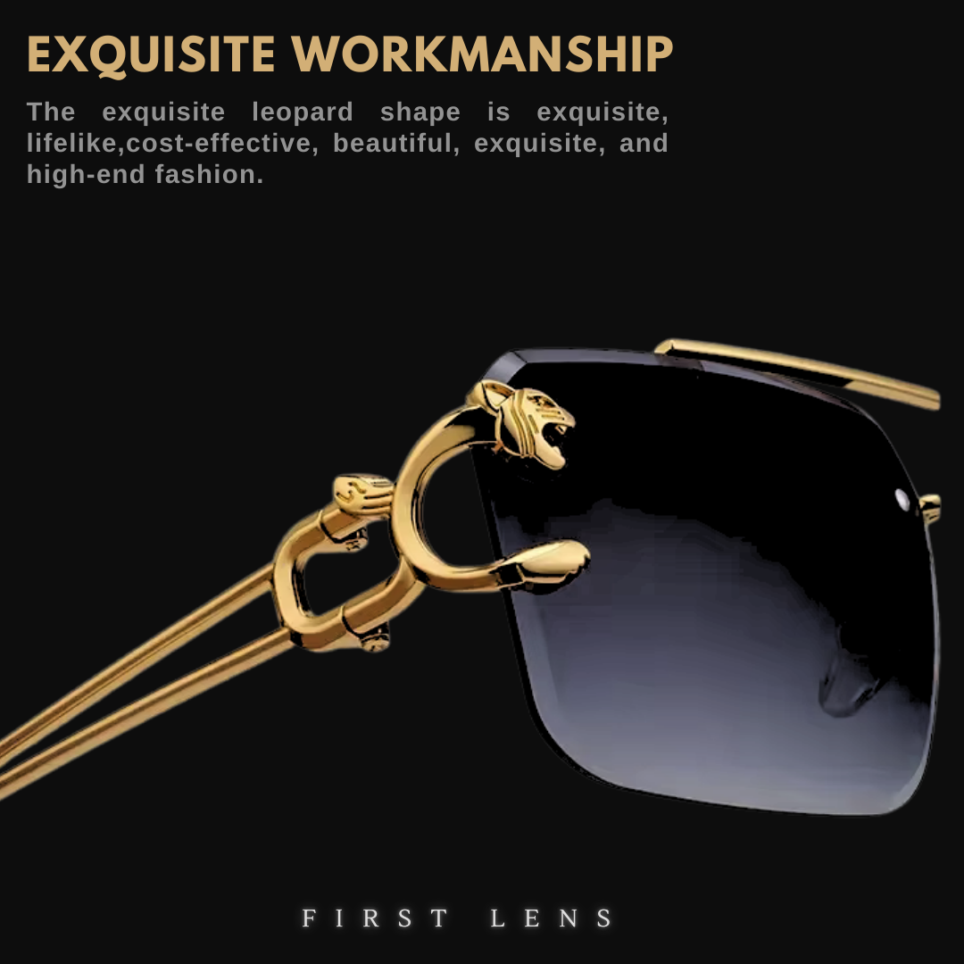 First Lens Aligator Square Sunglasses - Black - S056