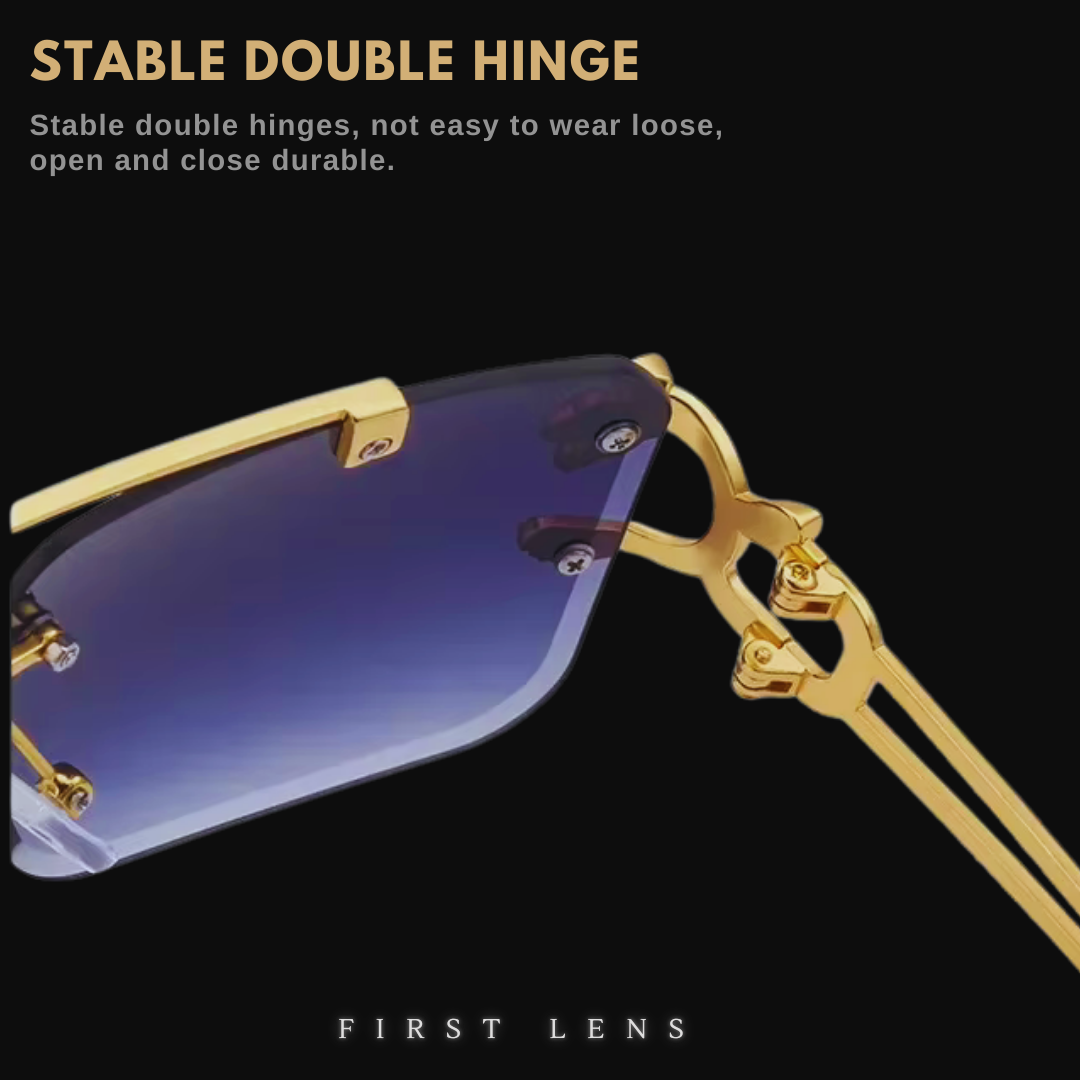 First Lens Aligator Square Sunglasses - Black - S056
