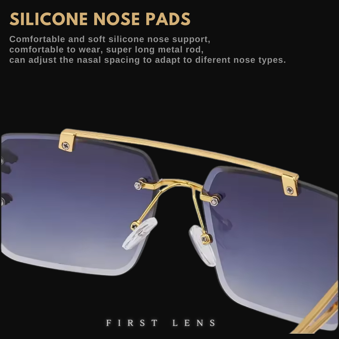 First Lens Aligator Square Sunglasses - Black - S056