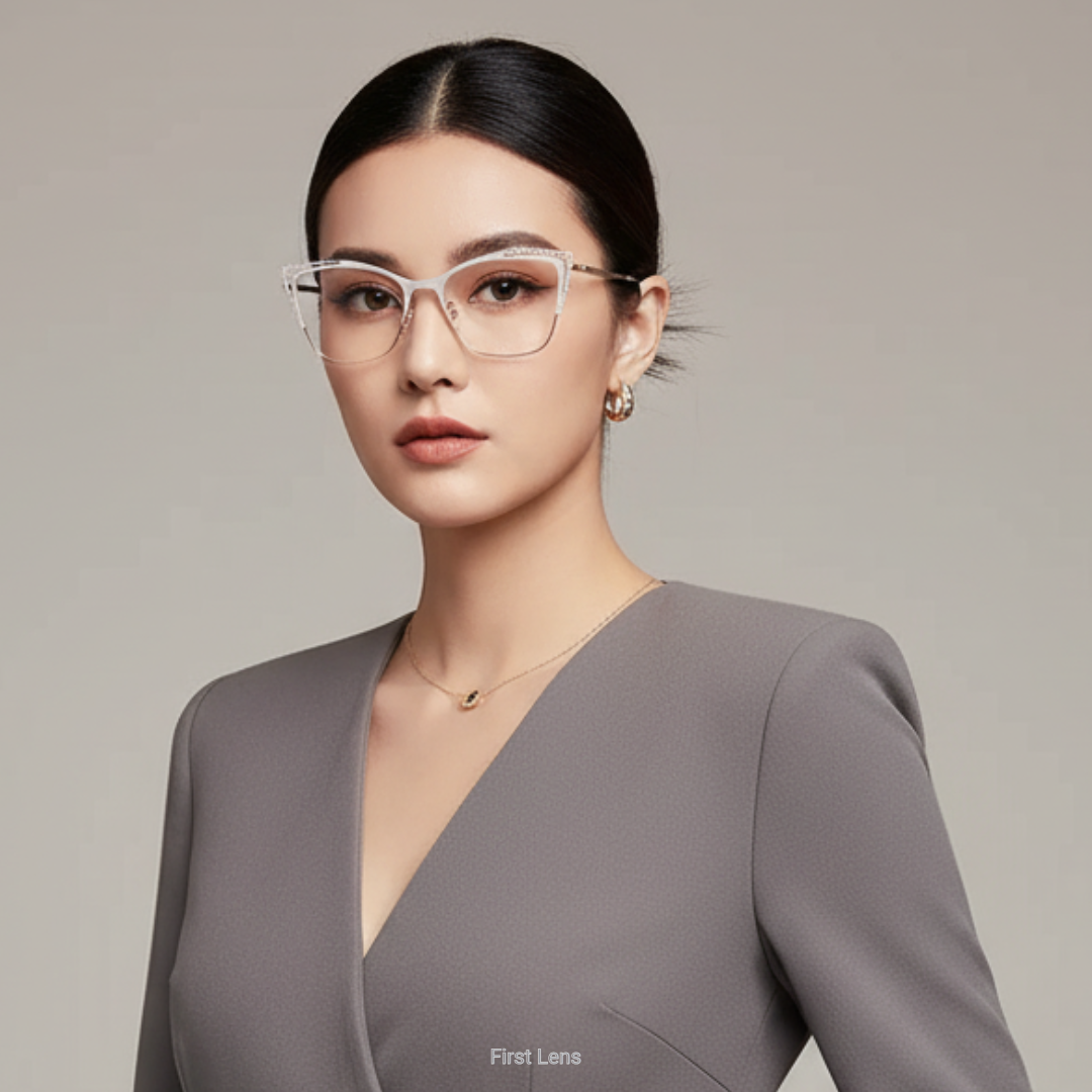 First Lens Beige Charm Cat-Eye Blue Light Computer Glasses - B025