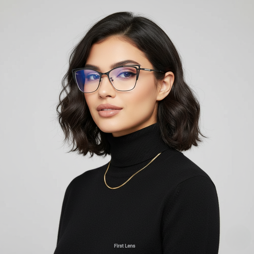 First Lens Black Charm Cat-Eye Blue Light Computer Glasses - B026