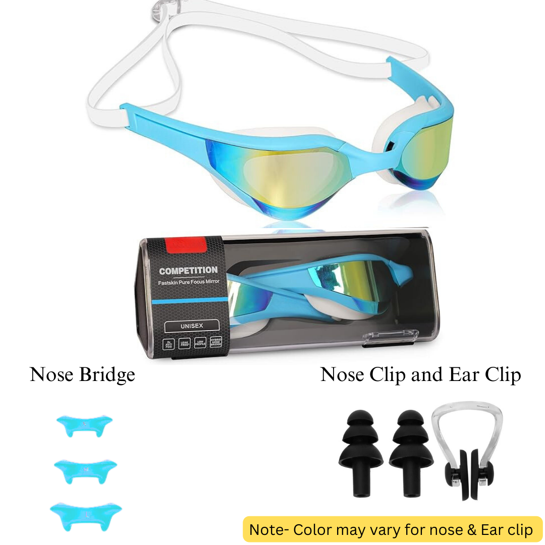 First Lens BlueDive Adult Swimming Goggles with clear vision - 006 Black