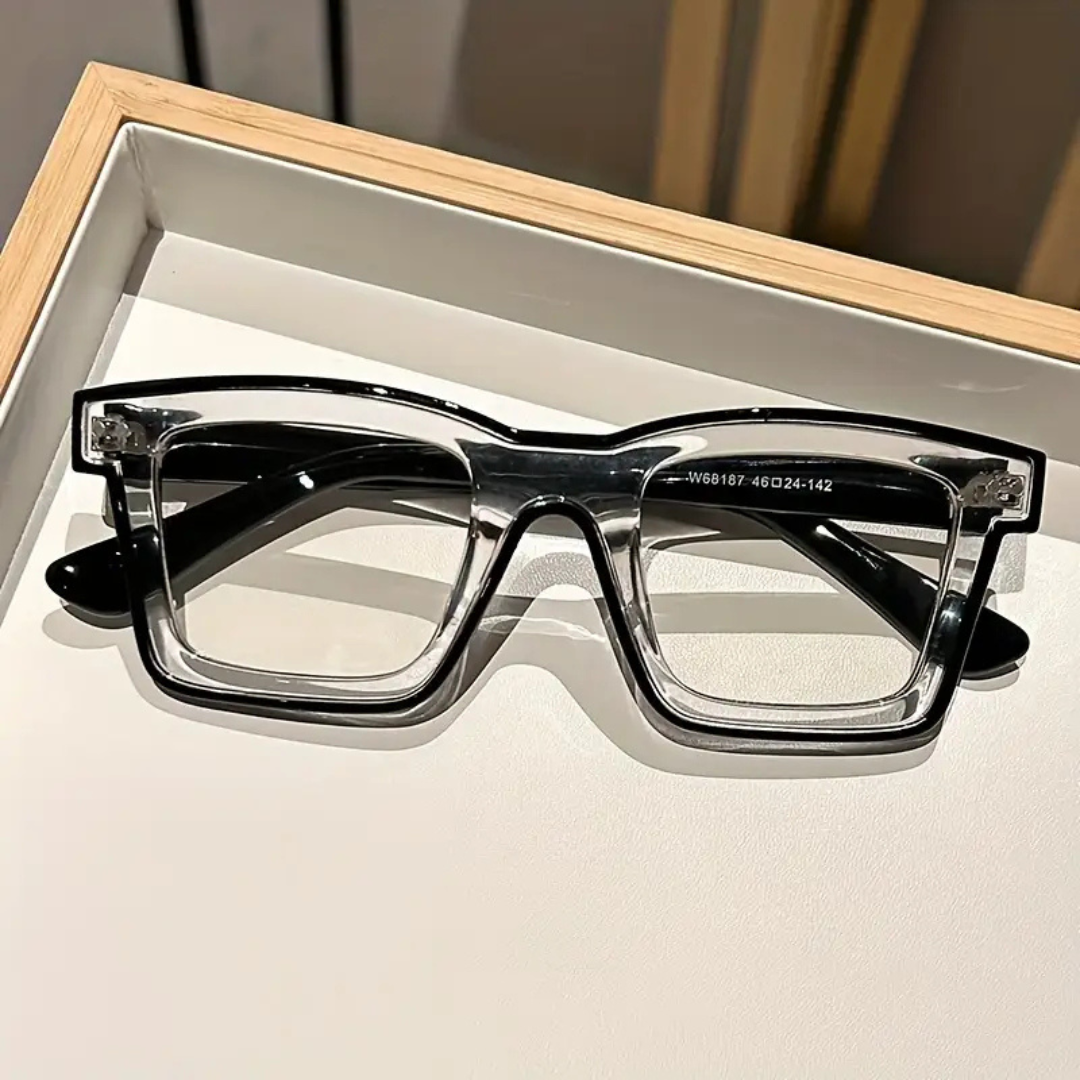 First Lens Bold Square Frame Computer Glasses - Black