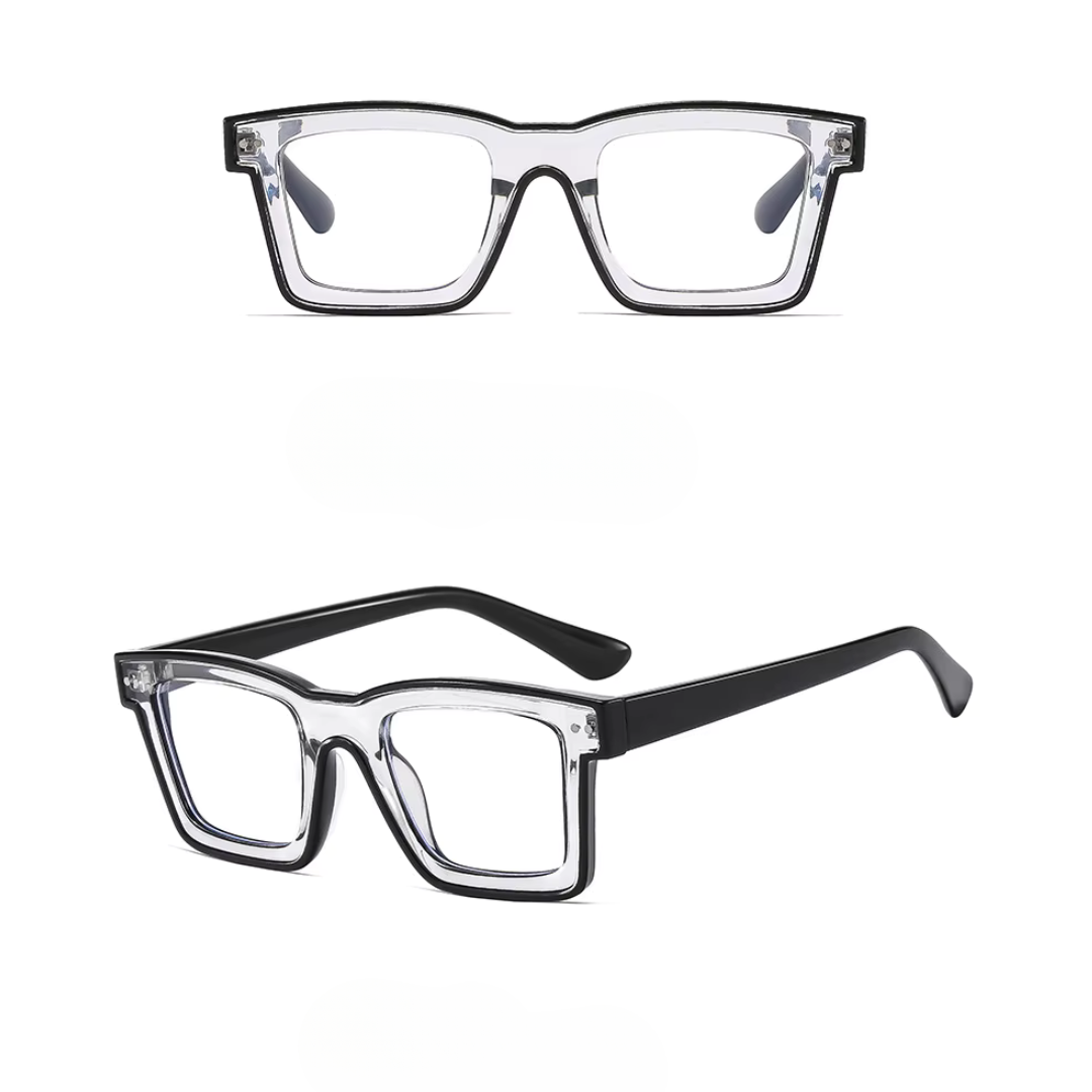 First Lens Bold Square Frame Computer Glasses - Black