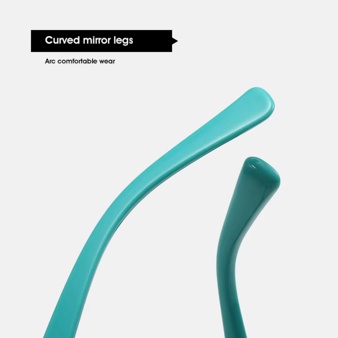 First Lens Bold Square Frame Computer Glasses - Blue-Turquoise