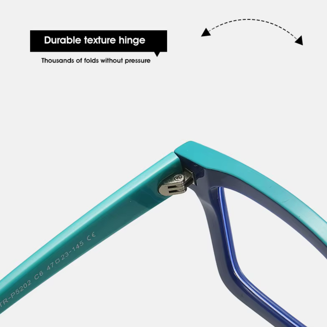 First Lens Bold Square Frame Computer Glasses - Blue-Turquoise