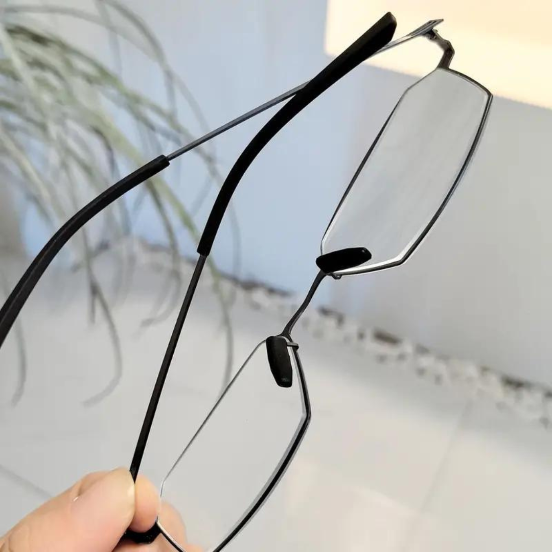 First Lens CEO Reading Glasses in a stylish leather case