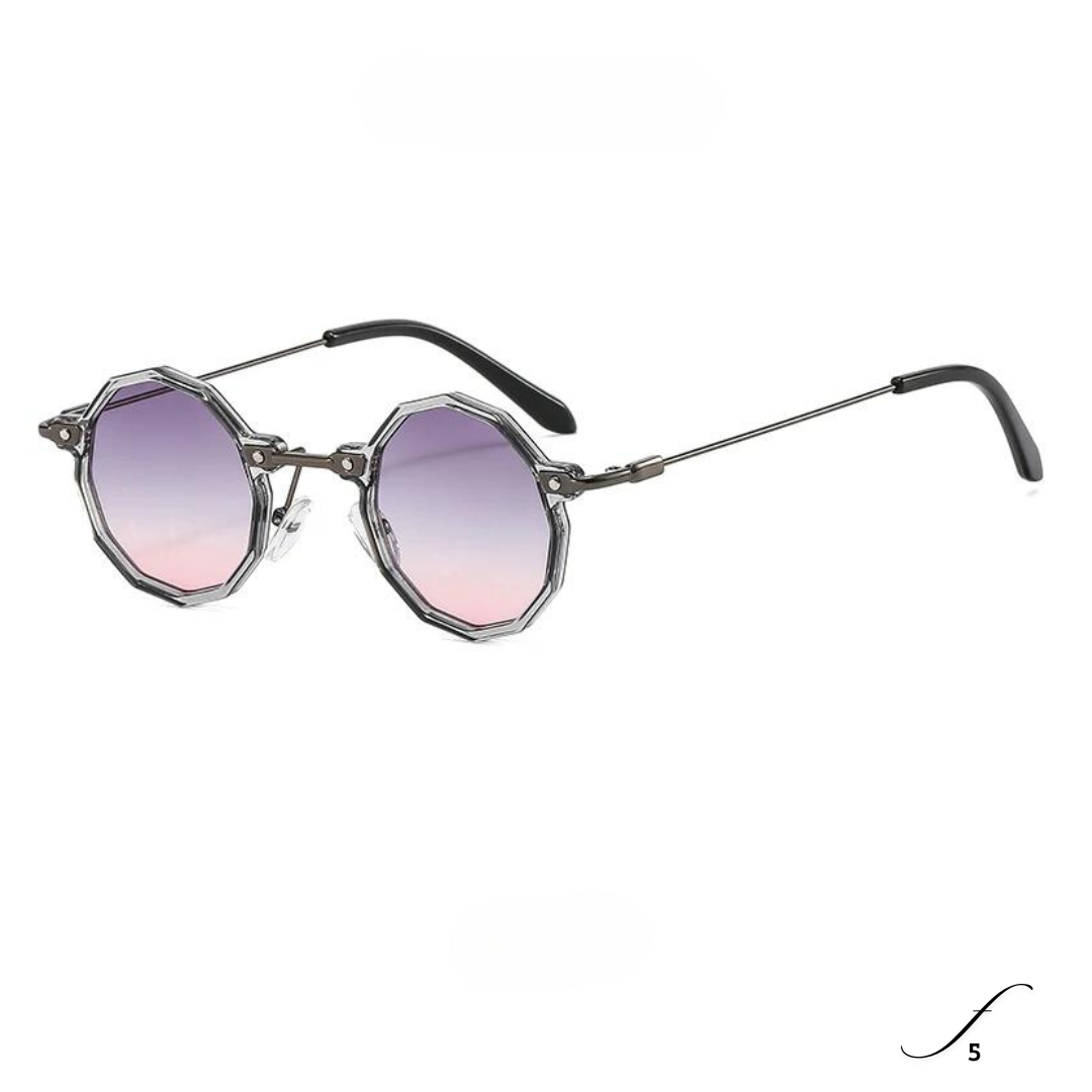 First Lens Classic Black Octagonal Sunglasses - Lens Reflection