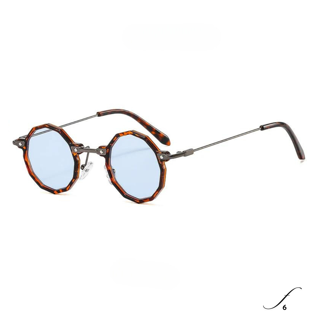 First Lens Classic Black Octagonal Sunglasses - Hinge Detail