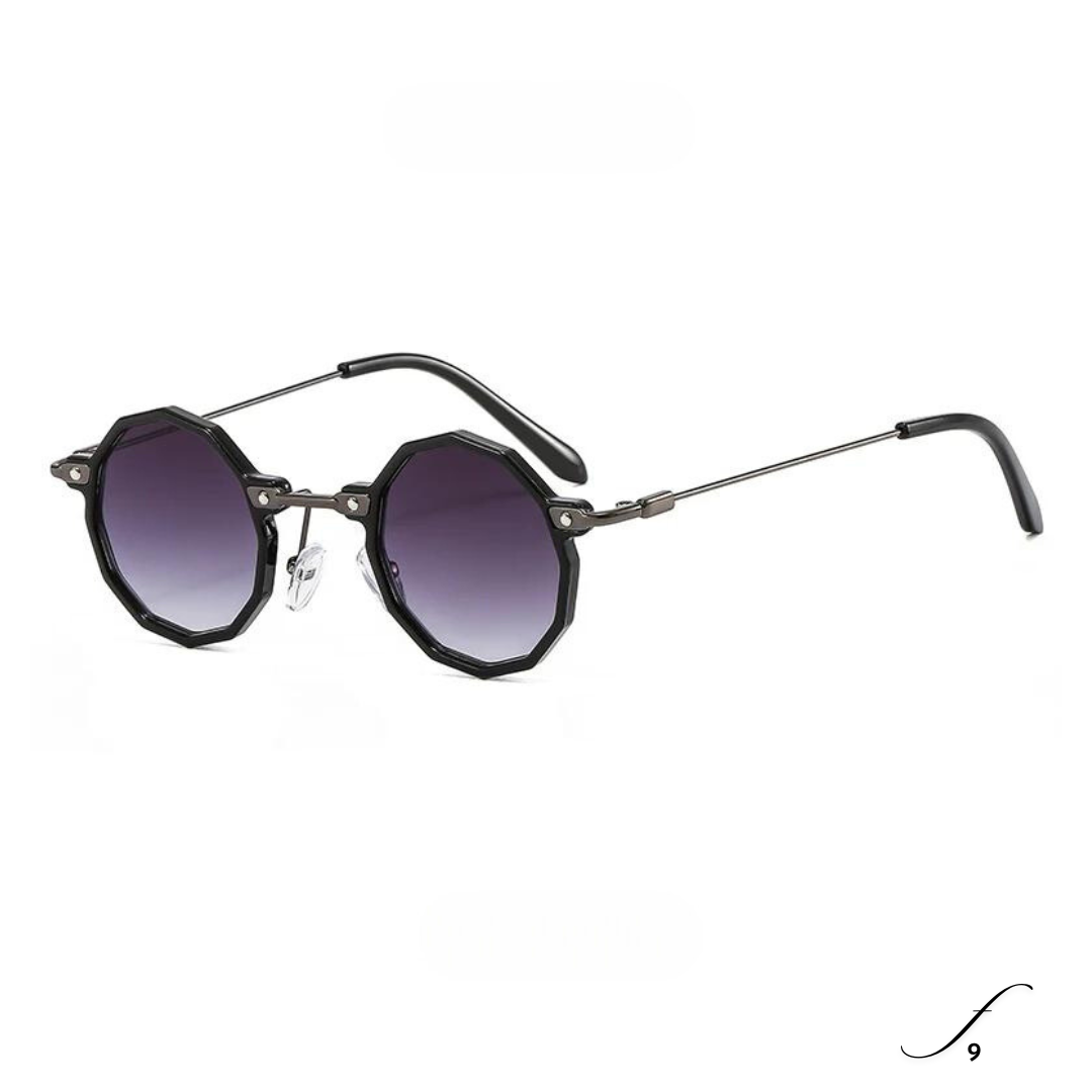 First Lens Classic Black Octagonal Sunglasses - Scratch-Resistant Lenses