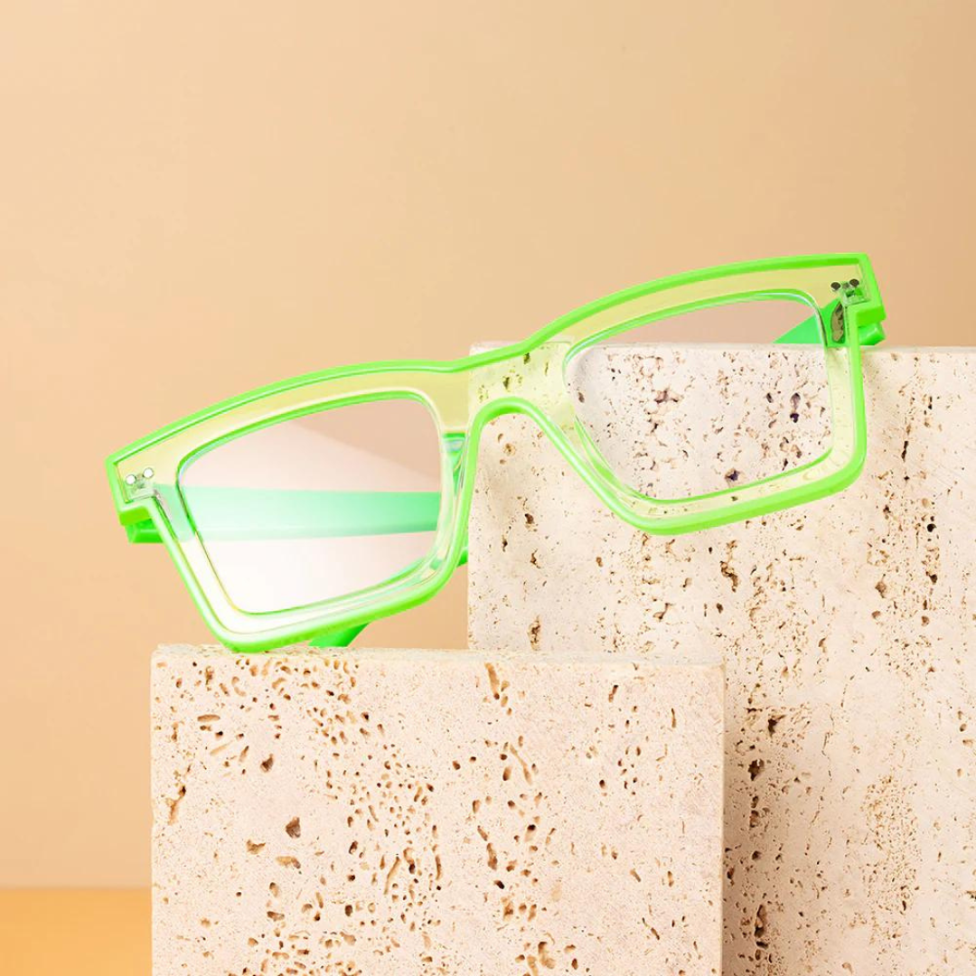 Front view of First Lens Crystal Green Computer Glasses - 002