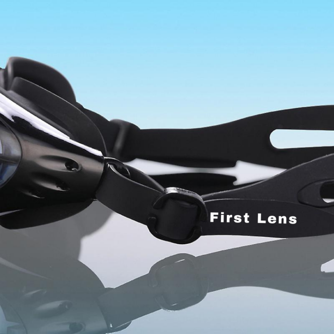 Customized swimming goggles for adults and kids with powered lenses.