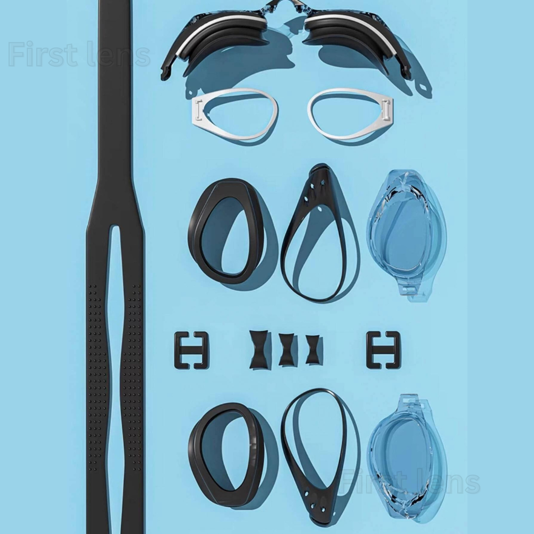 High-quality swimming goggles with anti-fog, UV protection, and personalization options.