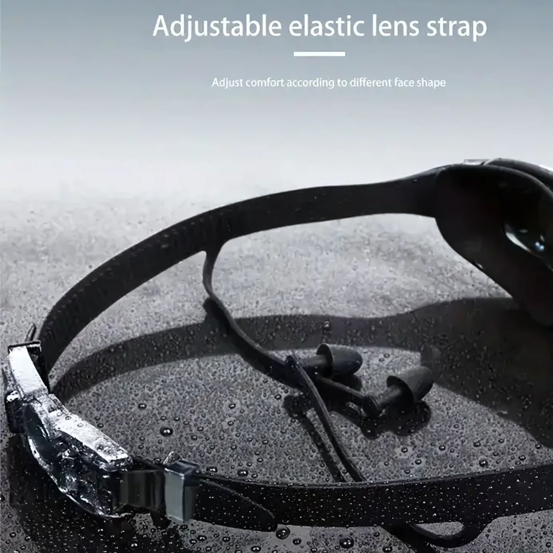 Custom swimming goggles with name engraving and power correction.