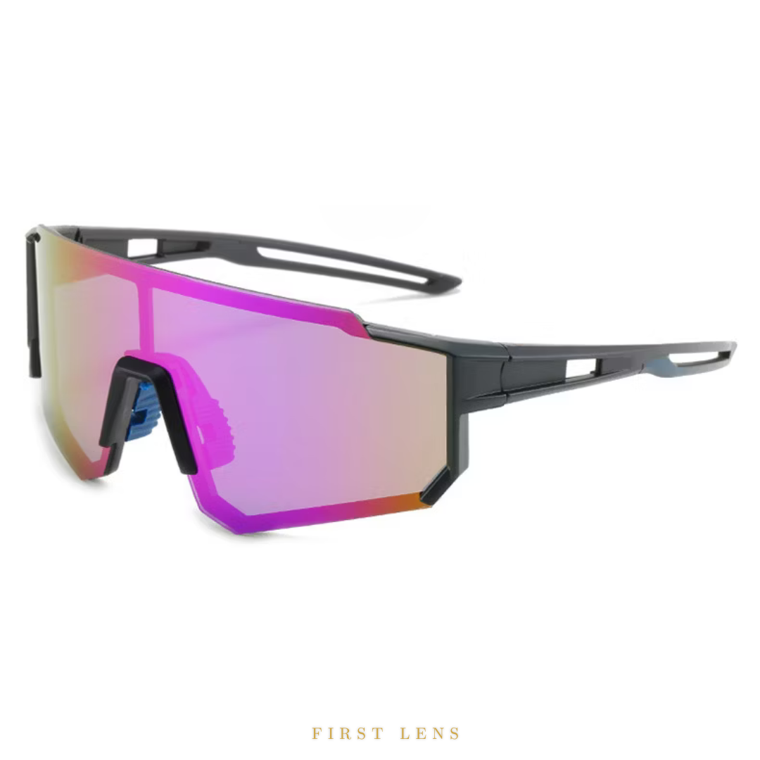 First Lens Customized Power Cycling/Running/Sports Sunglasses Uv400 + Polarized - S039 Pink Red