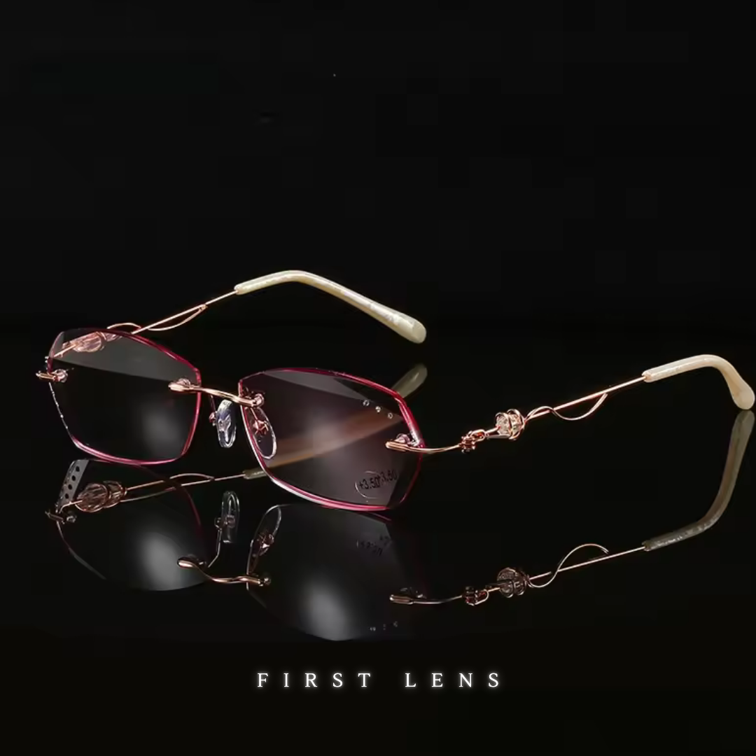 First Lens Diamond Rimless Blue Light Reading Glasses - R007