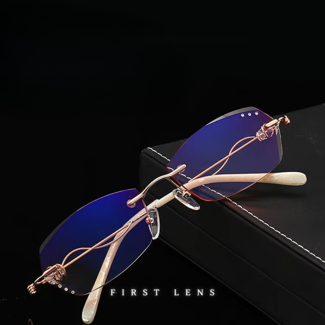 First Lens Diamond Rimless Blue Light Reading Glasses - R007