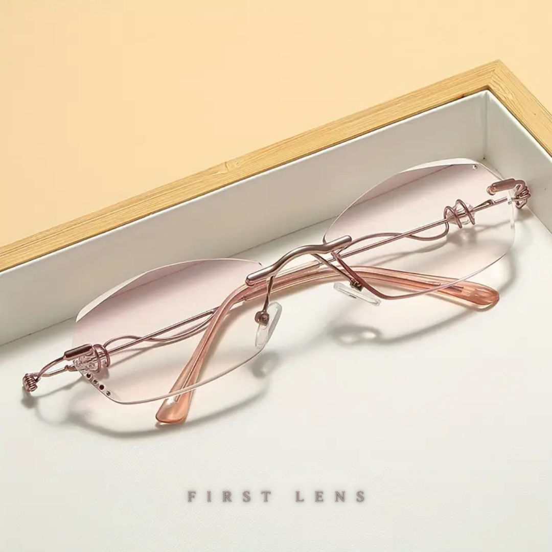 First Lens Diamond Rimless Blue Light Reading Glasses - R007
