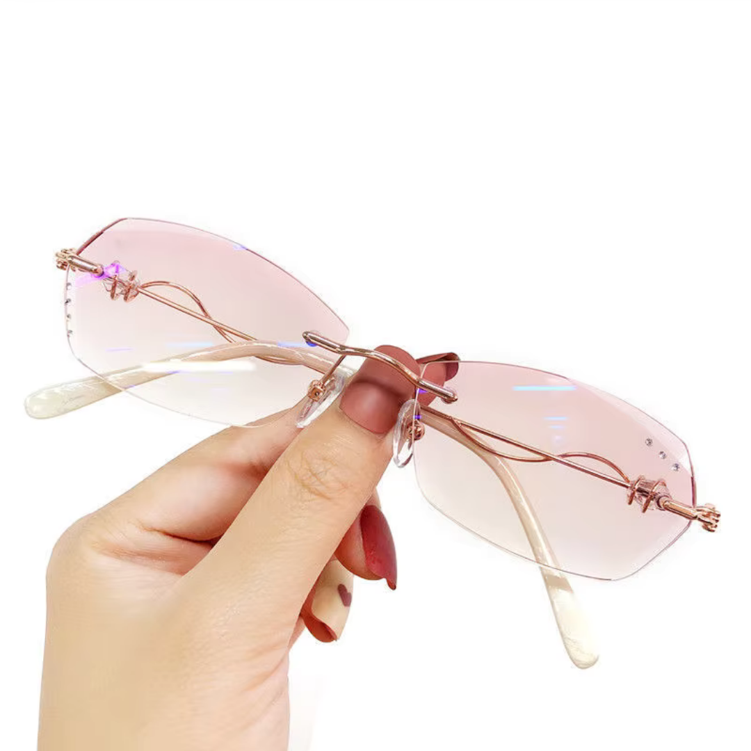 First Lens Diamond Rimless Blue Light Reading Glasses - R007