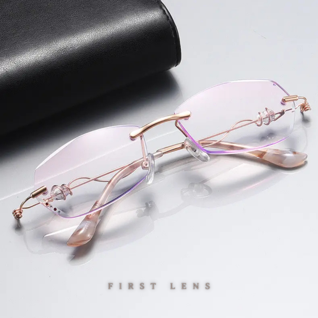 First Lens Diamond Rimless Blue Light Reading Glasses - R007