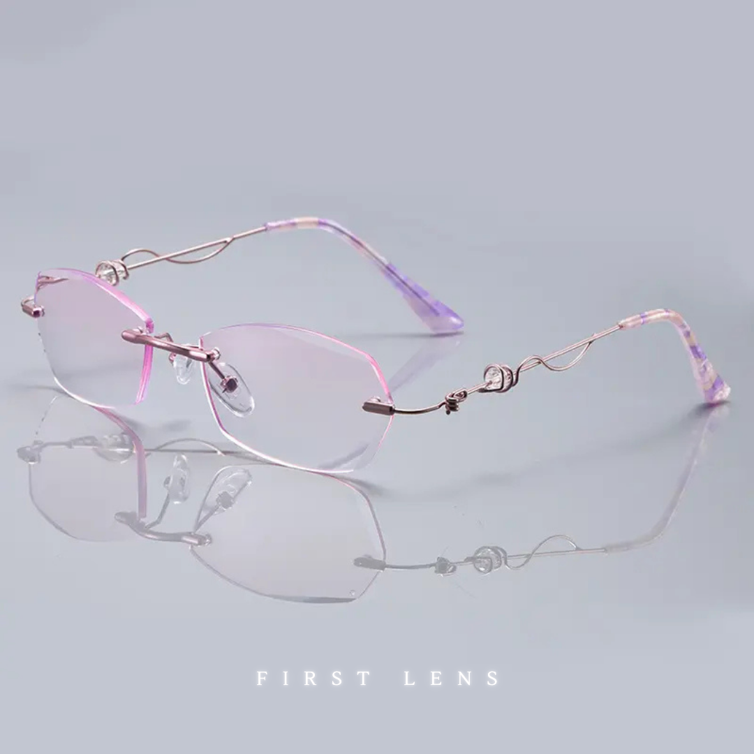 First Lens Diamond Rimless Blue Light Reading Glasses - R007