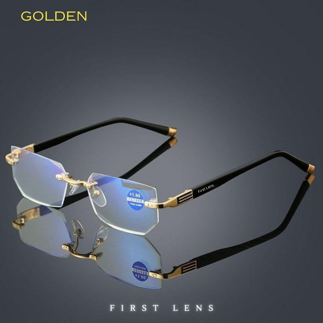 First Lens GoldAccent Blue Light Reading Glasses R003