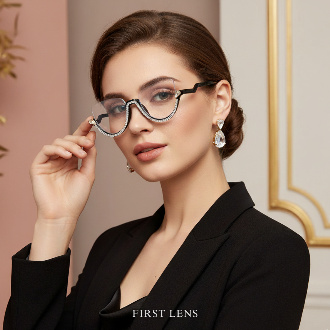 First Lens Half Rim Diamond Blue Light Computer Glasses - B024