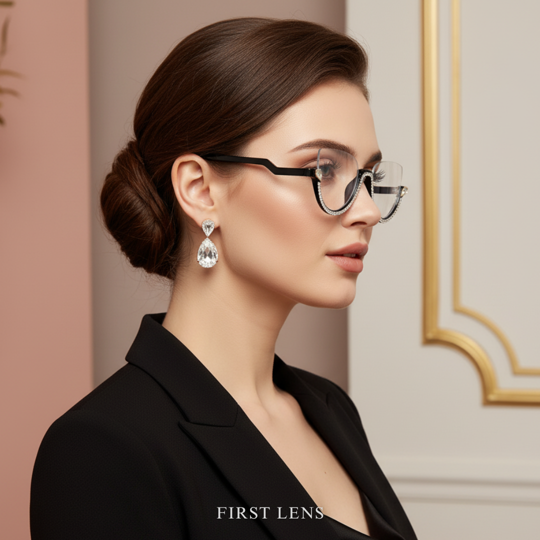 First Lens Half Rim Diamond Blue Light Computer Glasses - B024