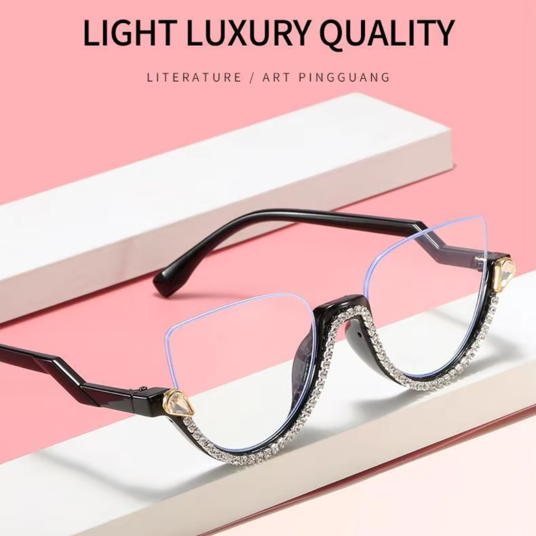 First Lens Half Rim Diamond Blue Light Computer Glasses