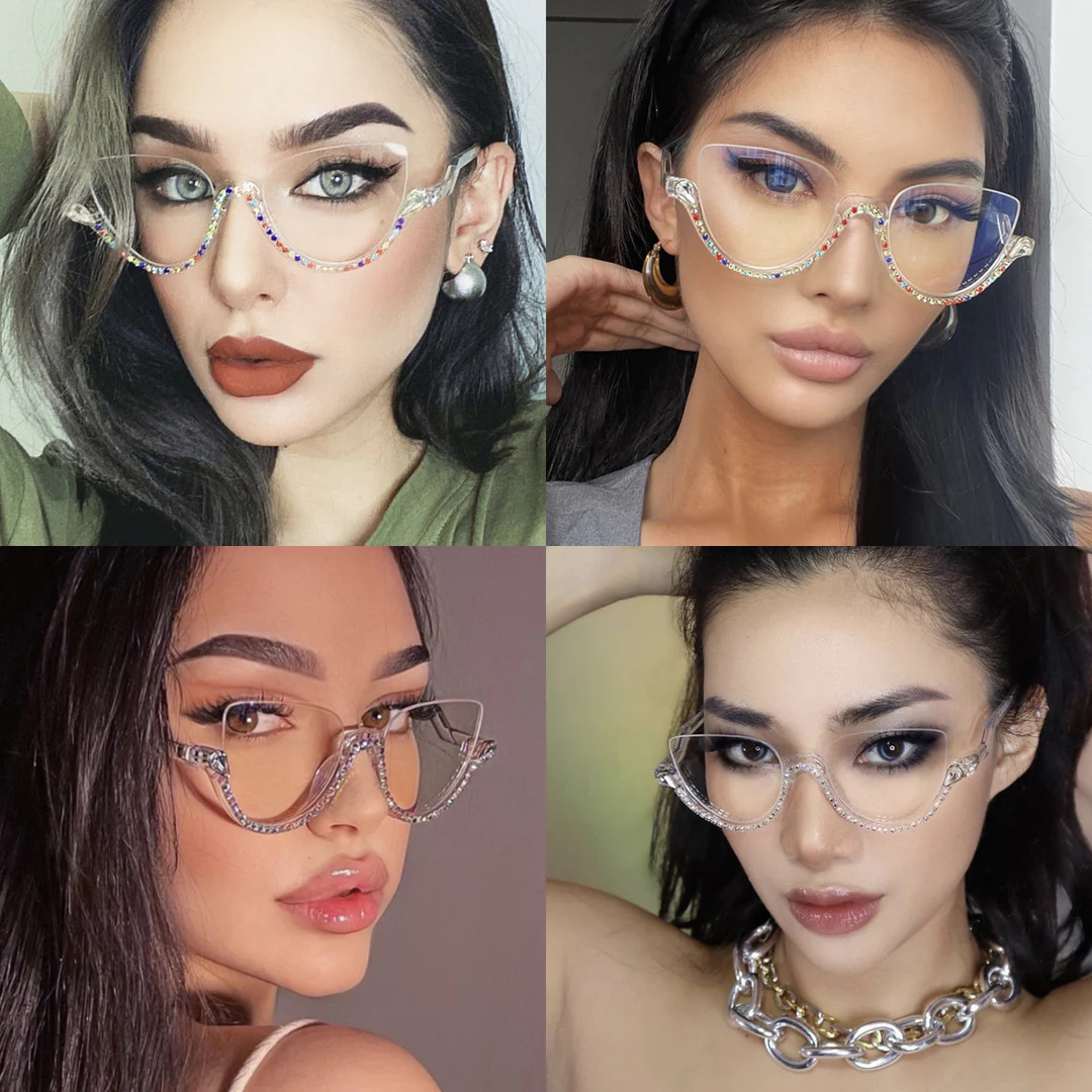 First Lens Half Rim Diamond Blue Light Computer Glasses