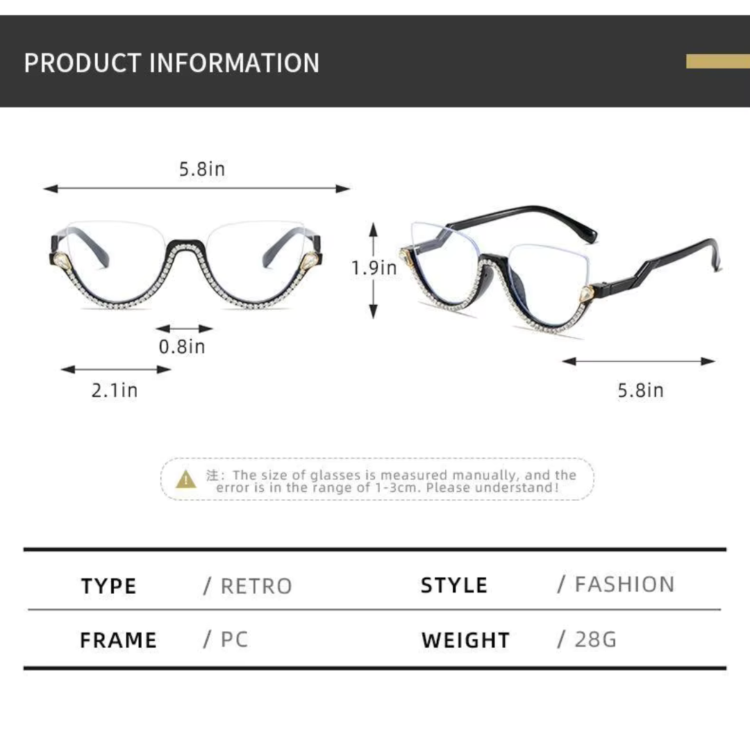 First Lens Half Rim Diamond Blue Light Computer Glasses