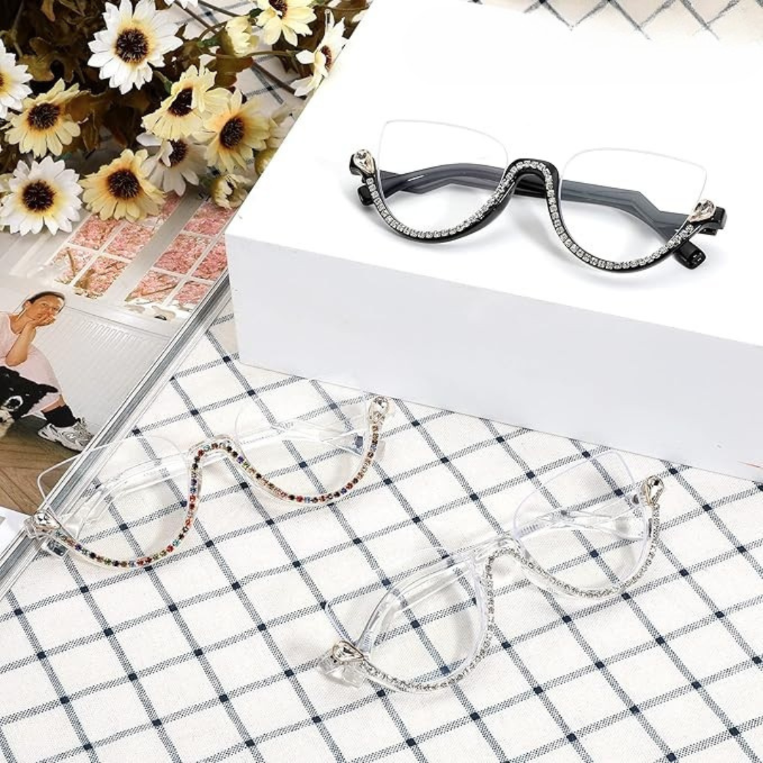 First Lens Half Rim Diamond Blue Light Computer Glasses